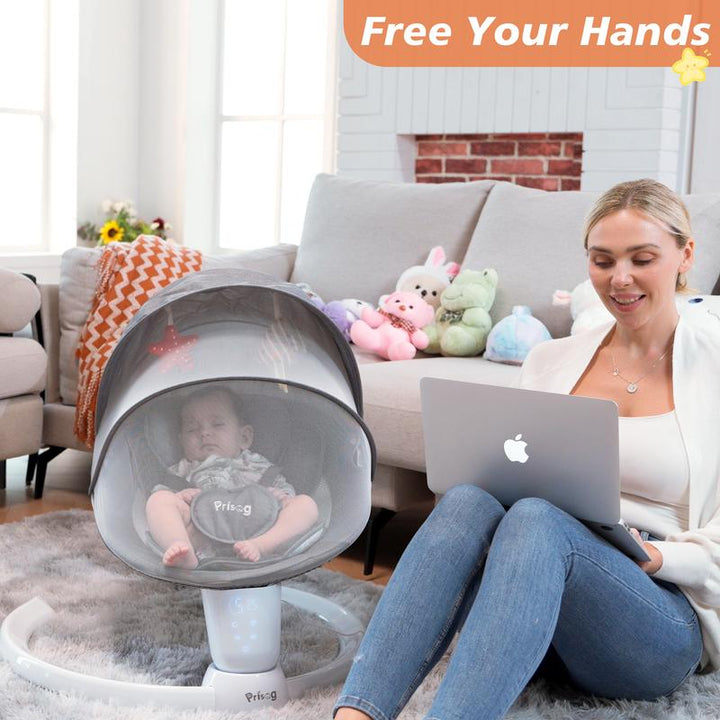 Premium Electric Baby Swing with LED Touch Panel, 5 Sway Speeds & Remote Control – Bluetooth & Music Infant Rocker Perfect for Christmas Gifts (Indoor/Outdoor)