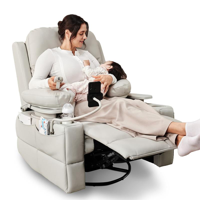 Adjustable Armrest Electric Glider Recliner Nursery Rocking Chair with USB Port & Storage - FSC Certified Comfort for Your Baby's Room