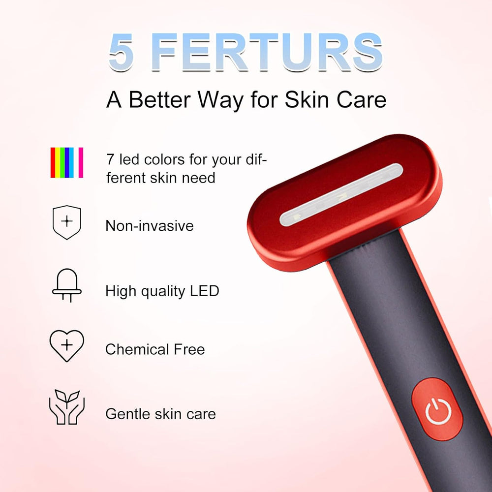 Revitalize Your Skin with the Ultimate 7-in-1 LED Red Light Therapy Wand for Face and Neck - Featuring Thermal, Vibration, and Massage Benefits!