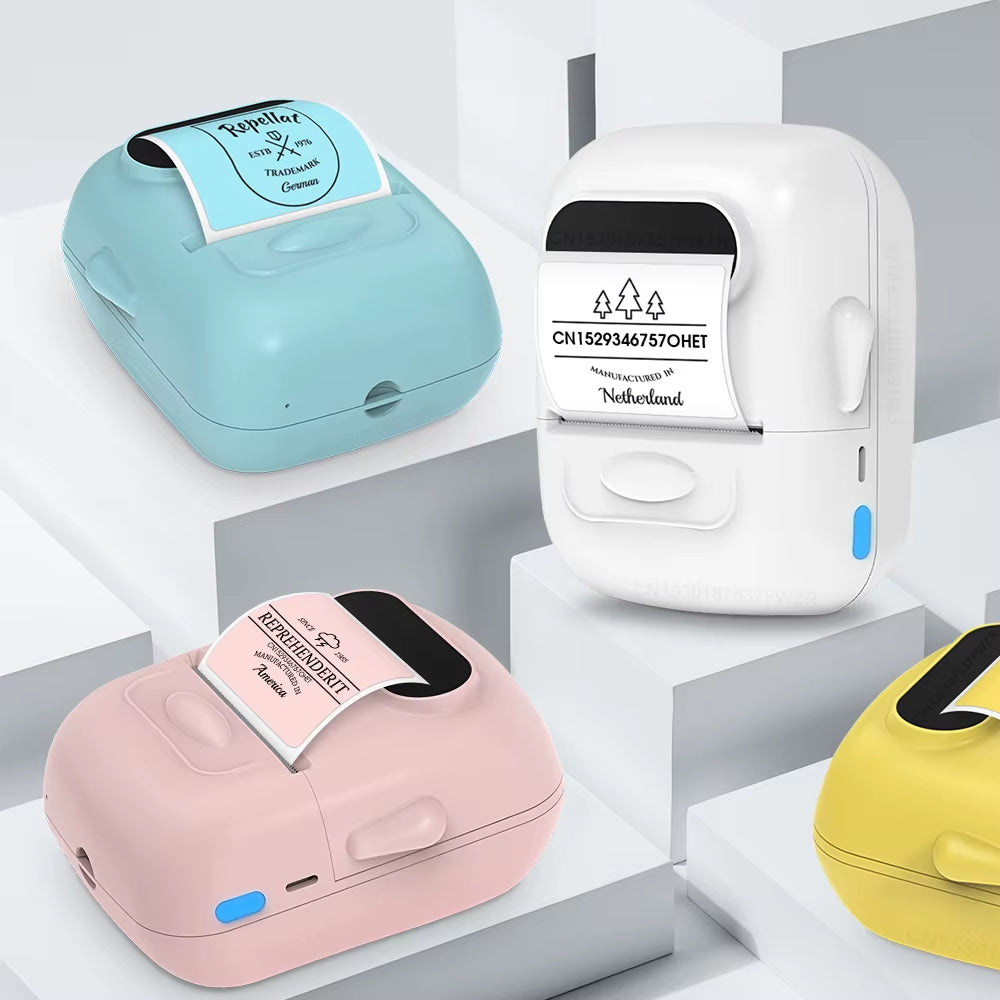 Compact Bluetooth Mini Label Printer - Inkless Thermal Adhesive Sticker & Barcode Maker P50