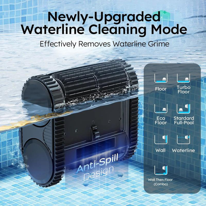 WYBOT C2 Cordless Robotic Pool Cleaner - Powerful Suction, Dual Filtration, Wall Climbing & Waterline Cleaning for Inground Pools - Lasts 180 Mins in Echo Mode - Perfect Father's Day Gift!