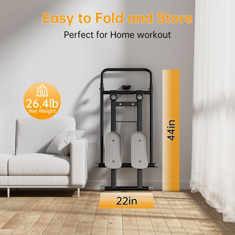 Ultimate Climber & Stepper Machine for Full Body Workouts - Adjustable Incline, 300LBS Capacity, Rope & Pulley Resistance, LCD Monitor - Perfect for Home Gym Cardio Training