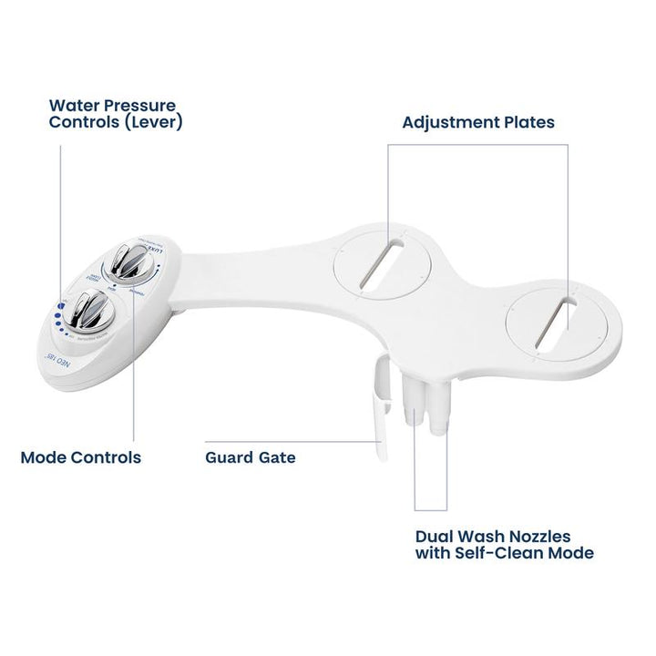 LUXE NEO 185 Bidet Attachment - Self-Cleaning Dual Nozzle, Adjustable Water Pressure for Ultimate Comfort and Hygiene