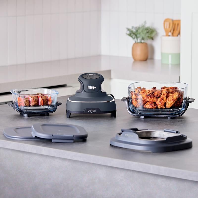 Ninja Crispi 4-in-1 Portable Glass Cooking System - Versatile 4 QT & 6 Cup Containers with Storage Lids, Freezer & Dishwasher Safe!
