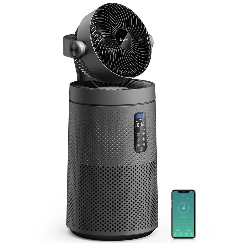 AROEVE MK08W Turbo Fan Air Purifier - Powerful 1980 Sq.Ft Coverage, Smokeless Cleaner with Washable Filter, UV System & Adjustable Direction Control