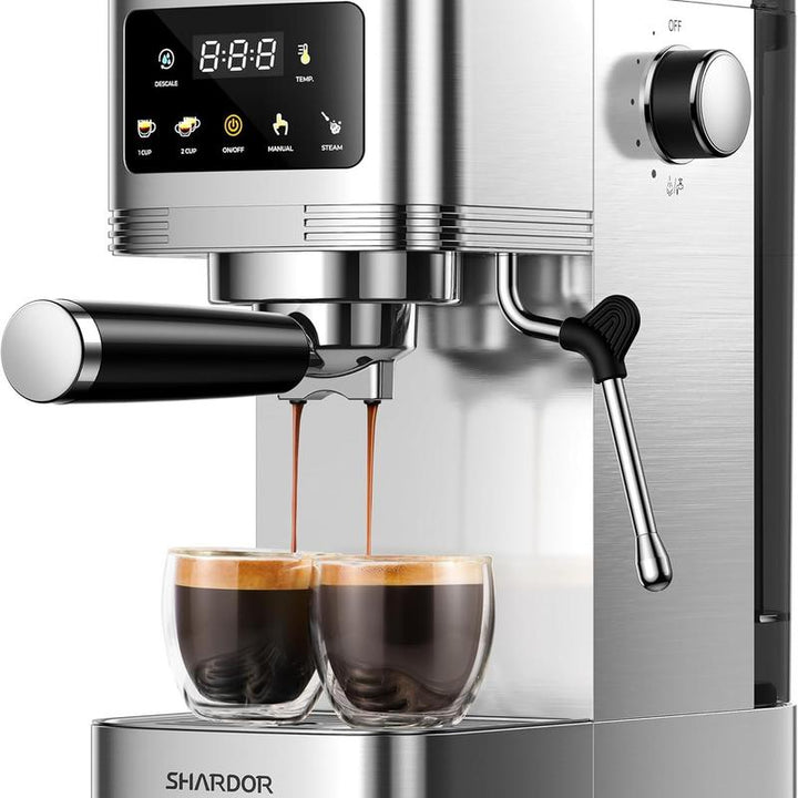 SHARDOR Single Serve Coffee Maker - Versatile Hot & Iced Brew, 5 Cup Sizes, 20 Bar Espresso Machine with Milk Frother & Touchscreen for K Cup Pods & Ground Coffee