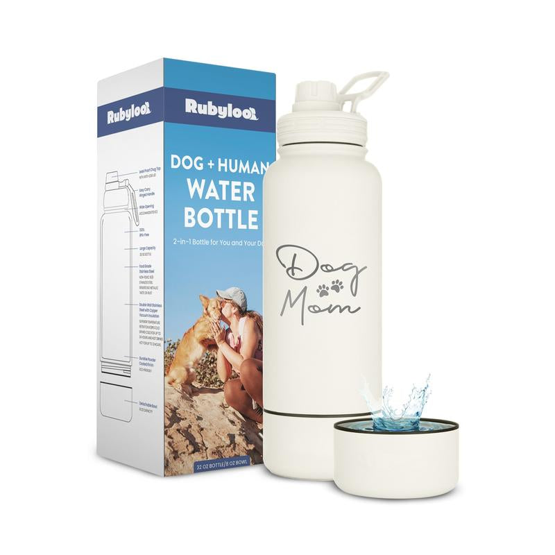 32 Oz Stainless Steel Dog Water Bottle with Detachable 8 Oz Bowl - Perfect Gift for Dog Lovers!