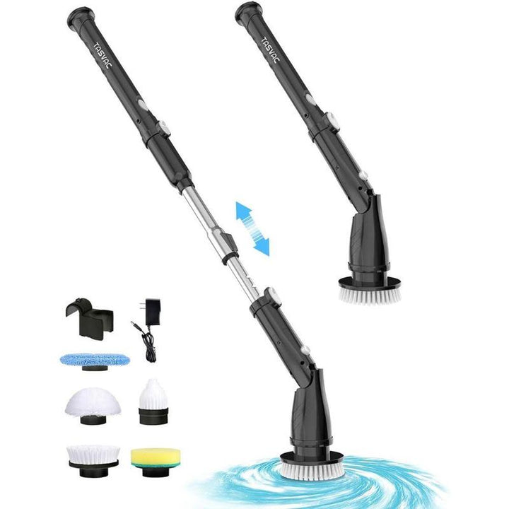 TASVAC 5-in-1 Electric Spin Scrubber with Adjustable Arm - Powerful 1.5H Bathroom & Kitchen Cleaning Tool for Tub, Tile, Grout, Floor, and Wall