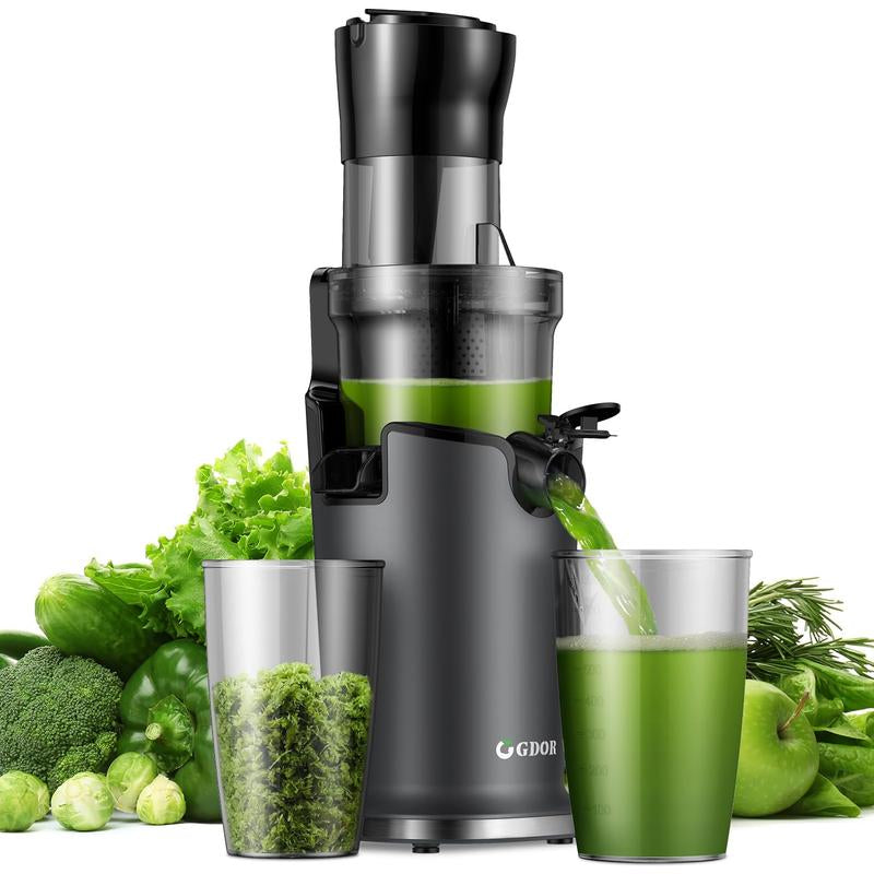 Premium Cold Press Juicer with Versatile Feed Chutes and Powerful Masticating Motor for Fresh Juice Extraction