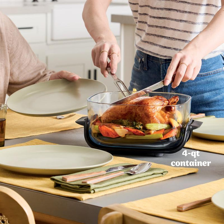 Ninja Crispi 4-in-1 Portable Glass Cooking System - Versatile 4 QT & 6 Cup Containers with Storage Lids, Freezer & Dishwasher Safe!