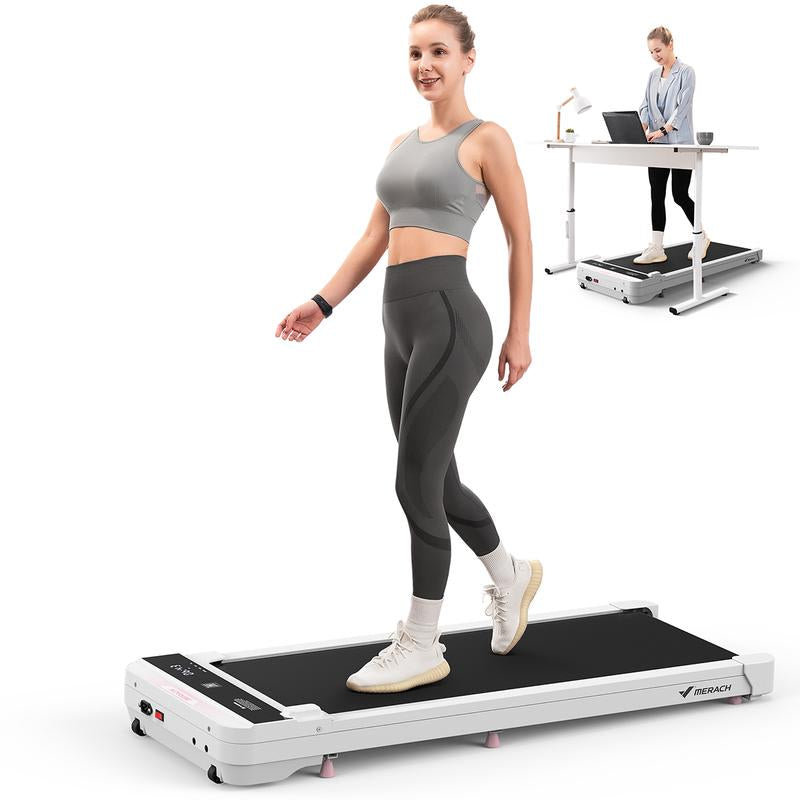 MERACH 2-in-1 Under Desk Treadmill - Low-Noise Walking Pad with Remote Control, Perfect for Walking and Jogging, 265lbs Capacity