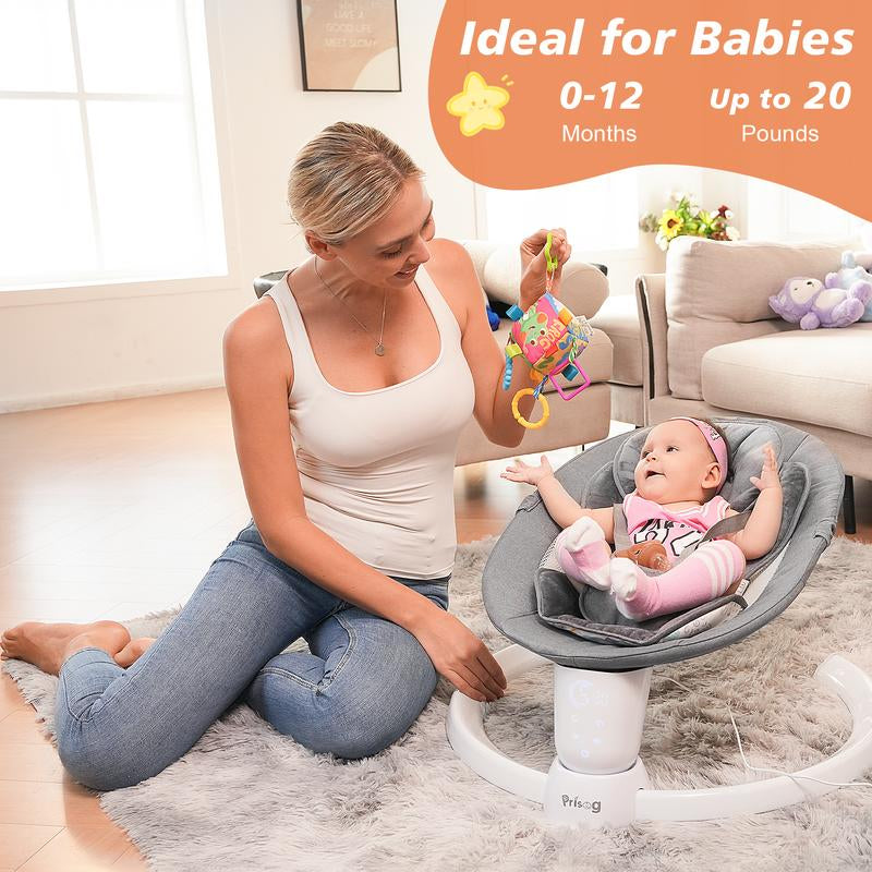 Premium Electric Baby Swing with LED Touch Panel, 5 Sway Speeds & Remote Control – Bluetooth & Music Infant Rocker Perfect for Christmas Gifts (Indoor/Outdoor)