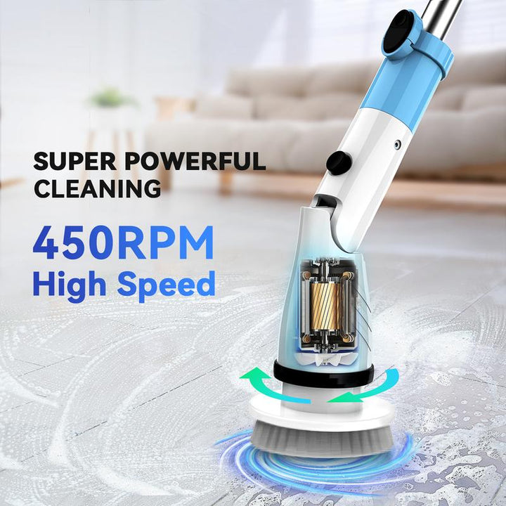 TASVAC 5-in-1 Electric Spin Scrubber with Adjustable Arm - Powerful 1.5H Bathroom & Kitchen Cleaning Tool for Tub, Tile, Grout, Floor, and Wall