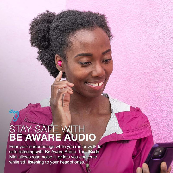 JLab JBuds Mini Earbuds - Ultra-Compact Bluetooth Earbuds with Keyring Fit, Safe Mode, and Custom EQ for Android/iPhone