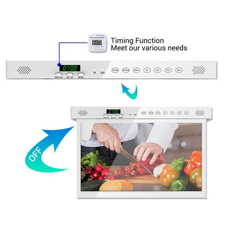 SYLVOX 15.6" Smart TV - Under Cabinet Design, Google TV, 1080P FHD, Wifi & Bluetooth for Kitchen, Bedroom, RV Camper