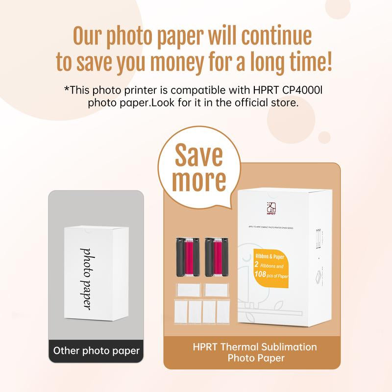 Portable 4X6 Photo Printer with 20 Sheets & 1 Ribbon - Perfect for iPhone, Android & Smartphones - Thermal Dye-Sublimation & AR Video Printing