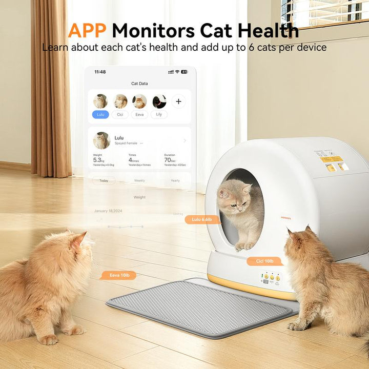 Meowant SC01 Smart Self-Cleaning Cat Litter Box - Extra Large, Odor Control, App Controlled with Mat & Liner - Ultimate Convenience for Pet Owners!