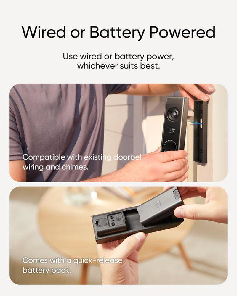 Eufy Security Video Doorbell E340 - Battery-Powered, Dual Cameras, 2K HD with Color Night Vision, Delivery Guard, Compatible with Homebase S380, No Monthly Fees!