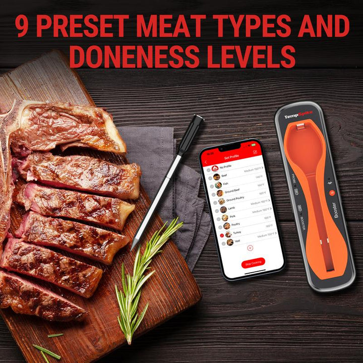 Tempspike Core Bluetooth Meat Thermometer – Rechargeable, Waterproof, High Accuracy, Fast Readings, App Compatible, with Coupon & Free Gift!
