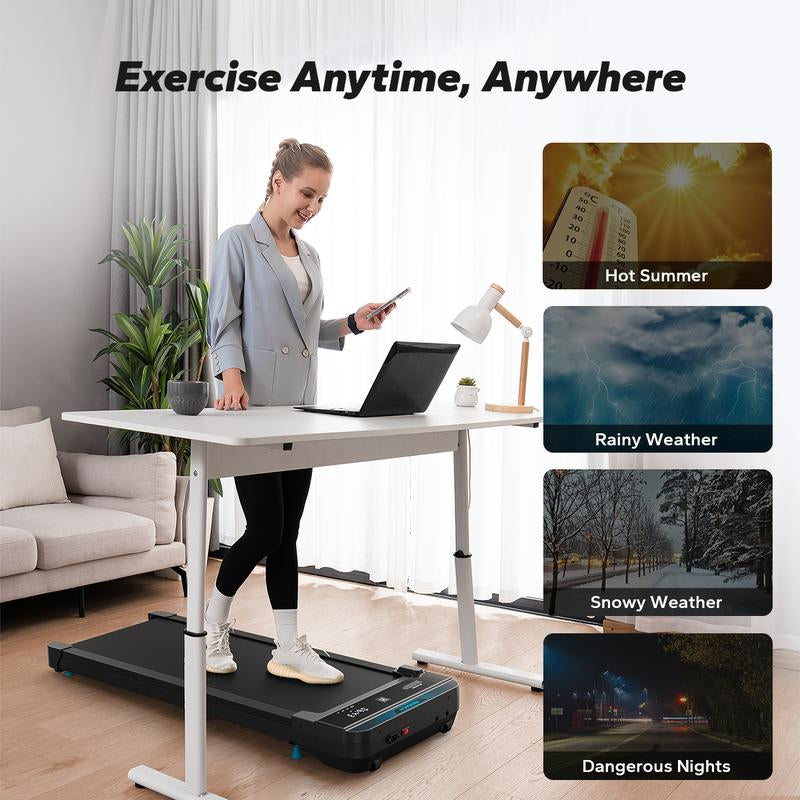 MERACH 2-in-1 Under Desk Treadmill - Low-Noise Walking Pad with Remote Control, Perfect for Walking and Jogging, 265lbs Capacity
