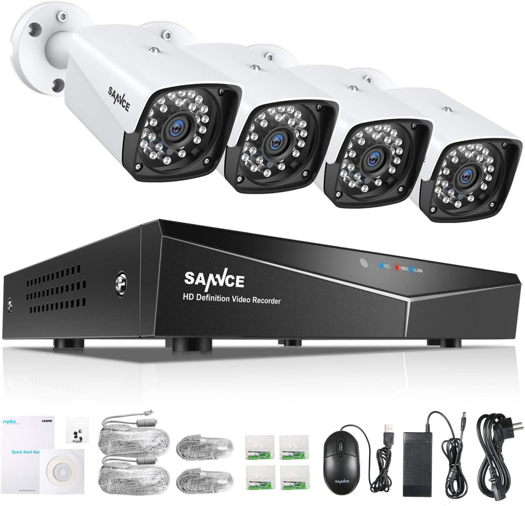 4CH 1080P Full HD Wired Security Camera System - Complete with 4 Night Vision Bullet Cameras & Hassle-Free Plug & Play Setup!