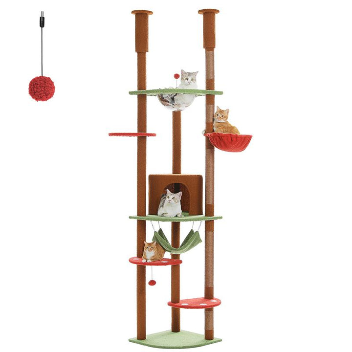 Adjustable PAWZ Road 92.9-101.6 Inch Floor to Ceiling Cat Tree with Scratching Posts, Condo, Perches & Hammock – Perfect for Indoor Cats!