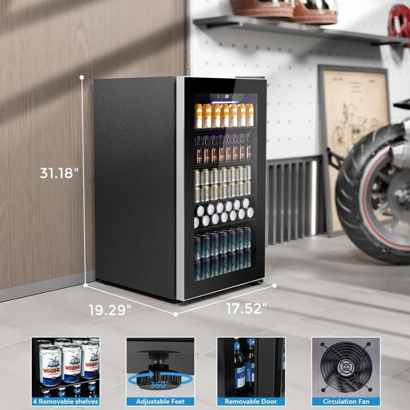 COWSAR Mini Beverage Refrigerator - 48-130 Can Capacity, Digital Display, Adjustable Temperature, Perfect for Home, Office, Garage & Game Room, 1.3-3.2 Cu.Ft