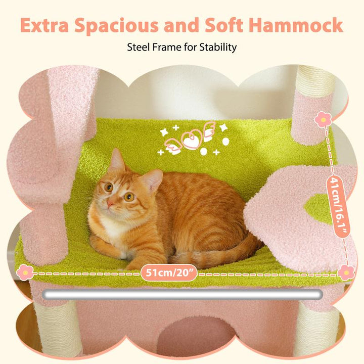 Luxurious 72-Inch Flower & Cactus Cat Tree with Scratching Posts, Cozy Perches, and Condos – Perfect Indoor Playground for Your Feline Friend (Gray/Dark Gray/Beige)