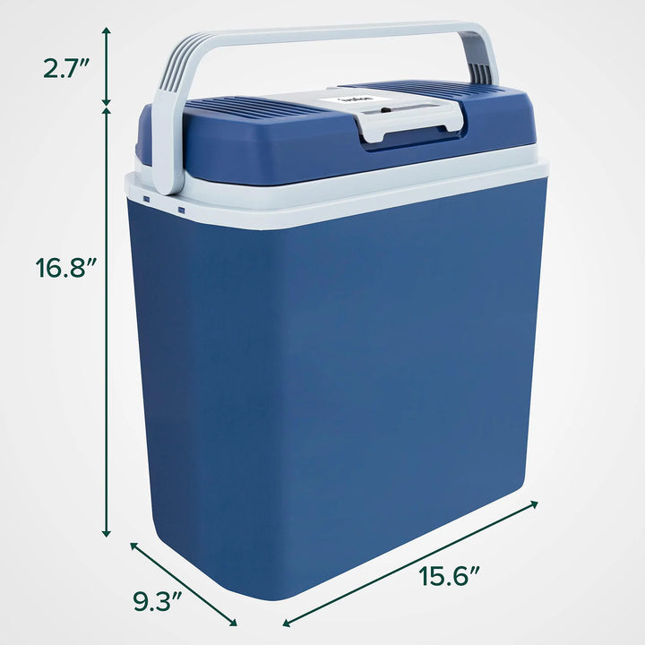 Versatile 24L Portable Thermoelectric Cooler & Warmer - 12V Plug-In, 40°-130°F Temp Range, Perfect for Drinks (Blue)