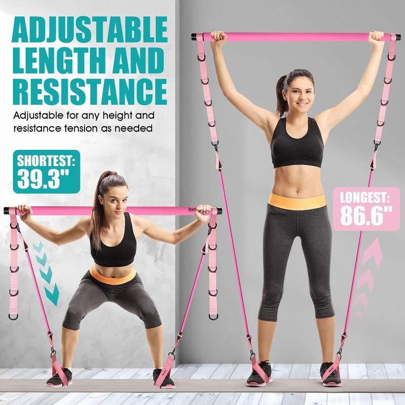Versatile Pilates Bar Kit with Resistance Bands - Perfect Home Gym Equipment for Full-Body Workouts, Ideal Christmas Gift for Fitness Enthusiasts!