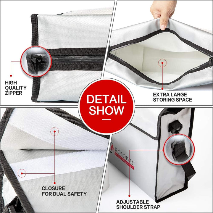 Ultimate Fireproof & Water Resistant Document and Money Bag - Secure Protection for Cash, Valuables & Passports (15 x 12 x 5 Inches) with Silicone Coating & Zipper Closure