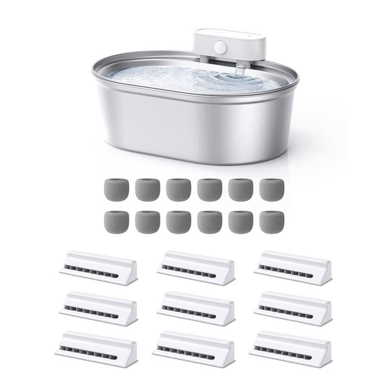 Uahpet Cordless Stainless Steel Cat Water Fountain - 67Oz/2L Easy-Clean Battery-Operated Pet Dispenser