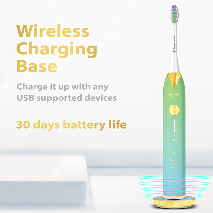 Achieve a Brighter Smile with the Ultrasonic Whitening Toothbrush - 5 Modes, 4 Intensity Levels, 8 Soft Bristles & Travel Case!