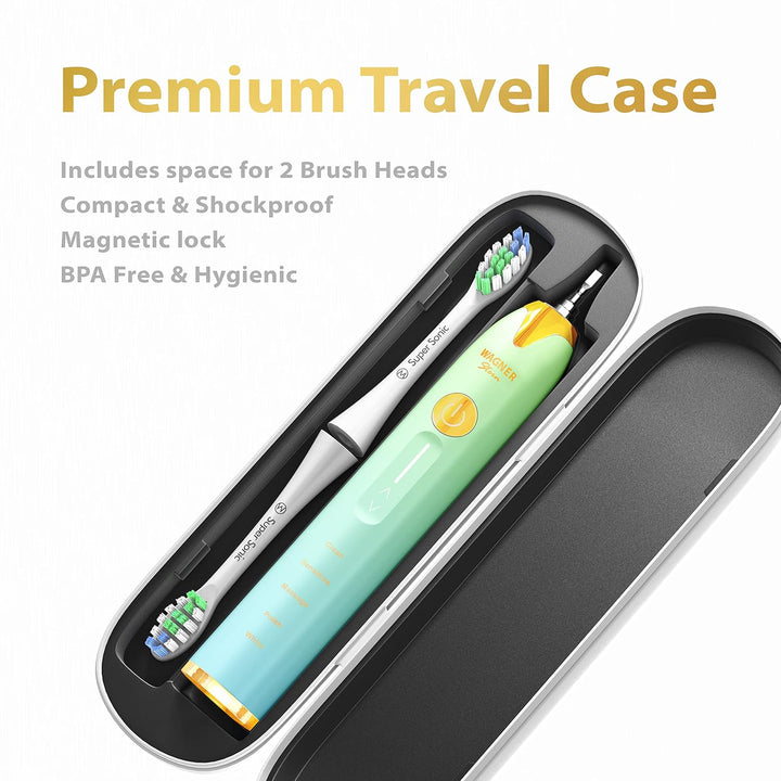 Achieve a Brighter Smile with the Ultrasonic Whitening Toothbrush - 5 Modes, 4 Intensity Levels, 8 Soft Bristles & Travel Case!