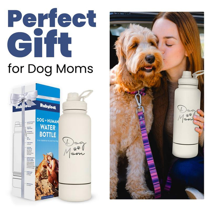 32 Oz Stainless Steel Dog Water Bottle with Detachable 8 Oz Bowl - Perfect Gift for Dog Lovers!