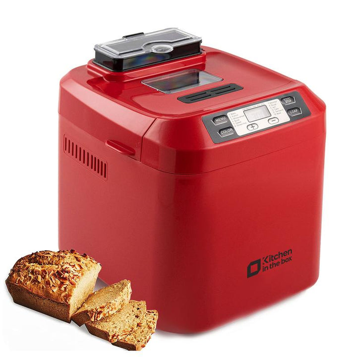 Premium 12-in-1 Automatic Bread Maker - 2LB Capacity, Auto Fruit & Nut Dispenser, Gluten-Free Options, 13-Hour Timer, 1-Hour Keep Warm, 3 Crust Colors - Sleek White Design