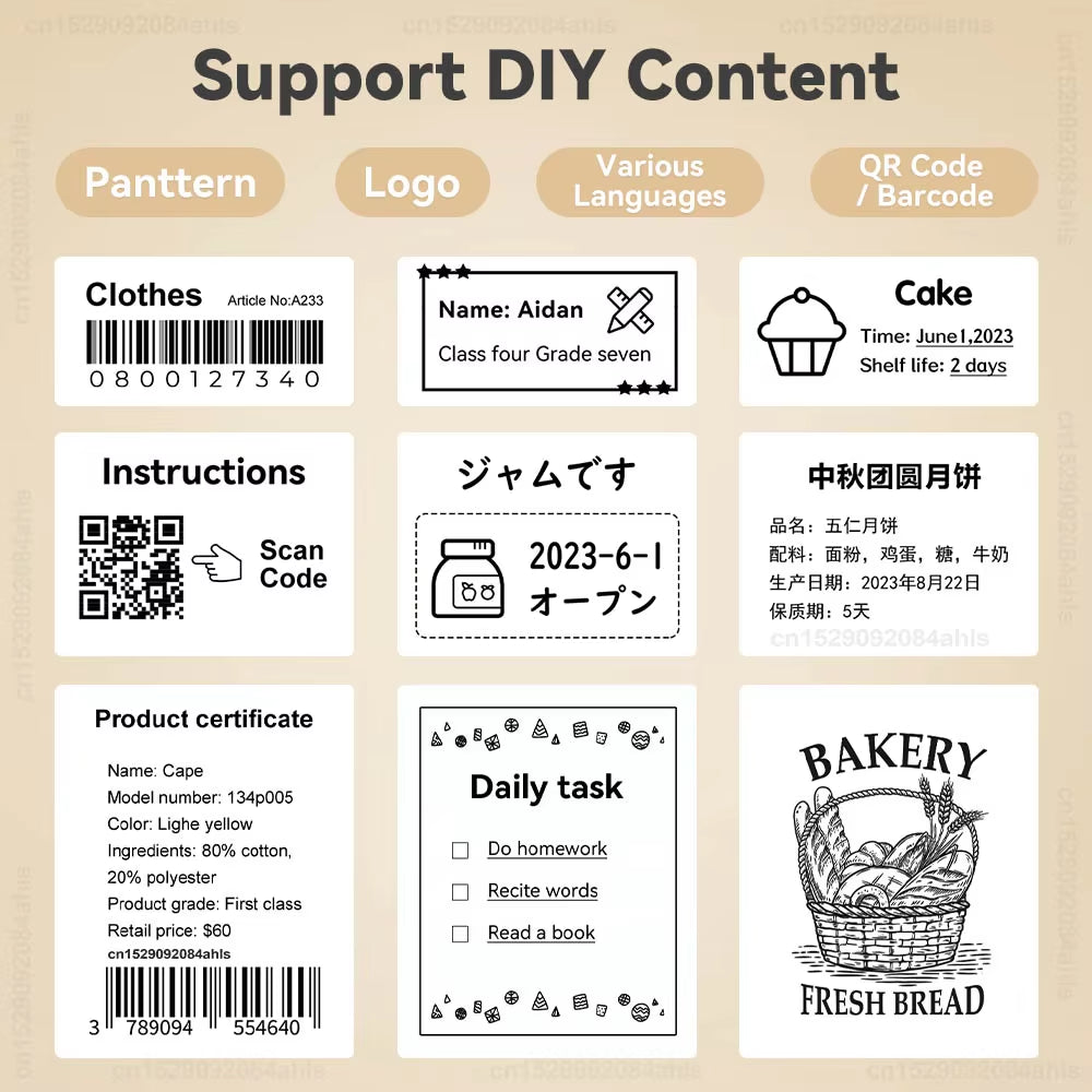 Compact Bluetooth Mini Label Printer - Inkless Thermal Adhesive Sticker & Barcode Maker P50
