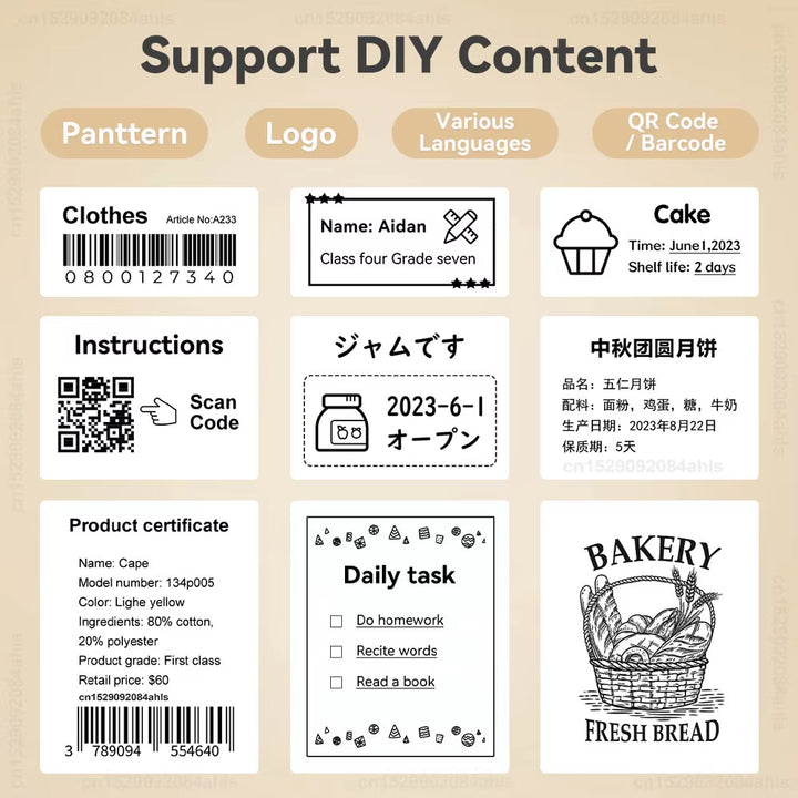 Compact Bluetooth Mini Label Printer - Inkless Thermal Adhesive Sticker & Barcode Maker P50