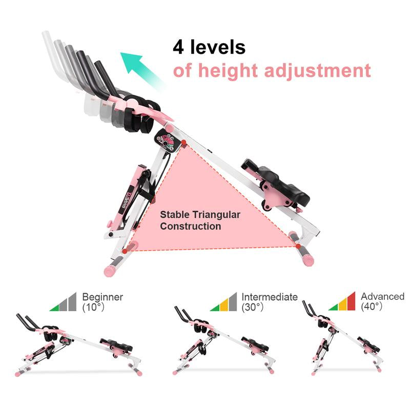 2-in-1 Adjustable Rowing and Ab Crunch Machine with LCD Monitor - Foldable Home Workout Equipment for Effective Stomach Exercises