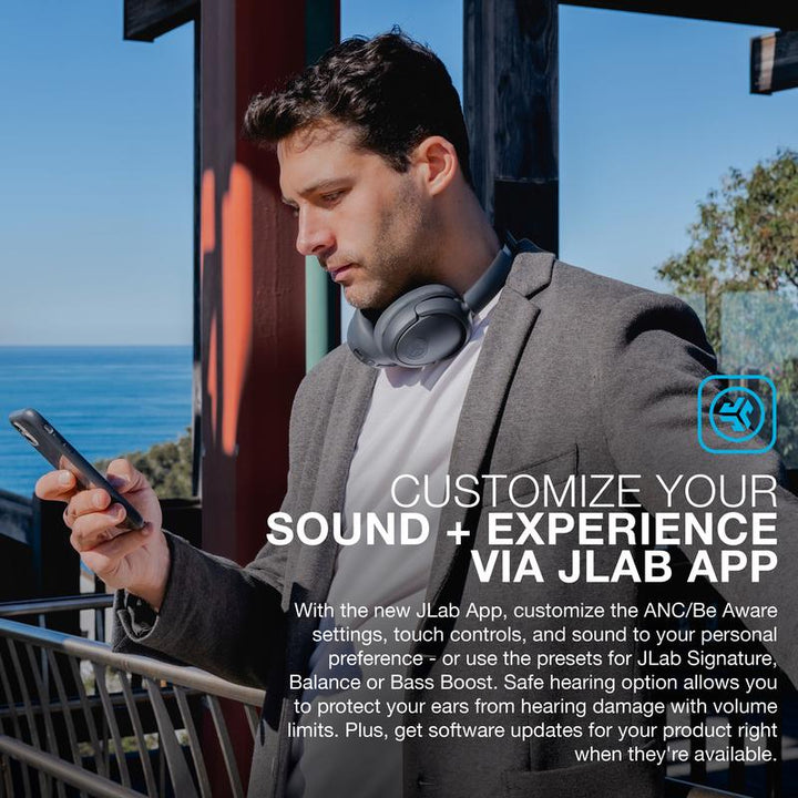 JLab Jbuds Lux Active Noise Cancelling Headphones & Mini Earbuds Gift Set - Premium Sound in Graphite & Black