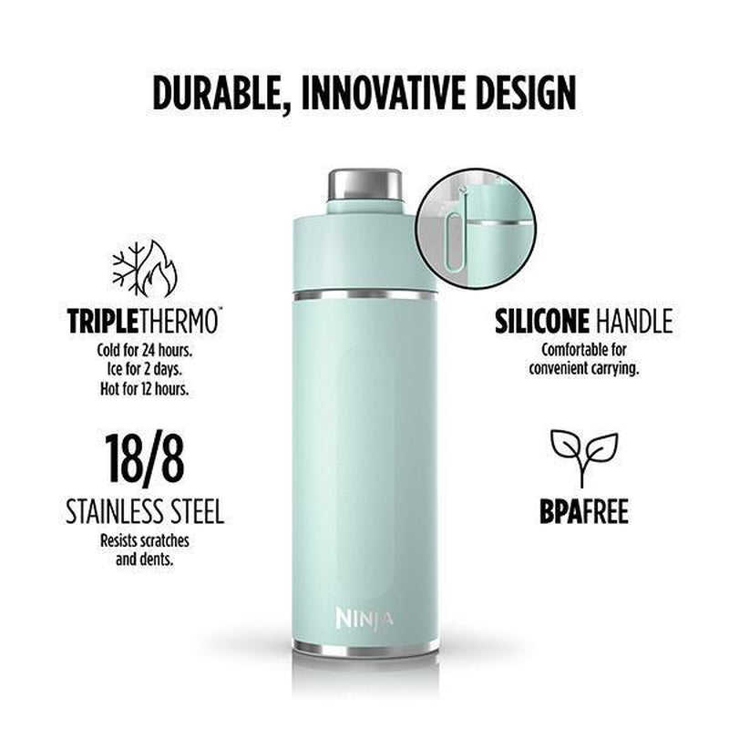 Ninja Thirsti 24Oz Travel Water Bottle - Perfect for Sparkling Drinks, Keeps Fizz Fresh & Cold, Leak Proof Design