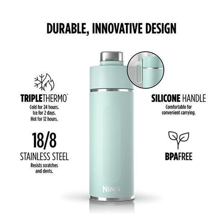 Ninja Thirsti 24Oz Travel Water Bottle - Perfect for Sparkling Drinks, Keeps Fizz Fresh & Cold, Leak Proof Design