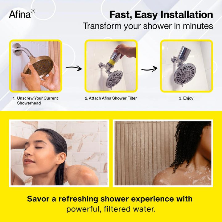 Revitalize Your Hair & Skin with the Afina Shower Filter – High Pressure Filtration for Healthier, Hydrated Beauty!