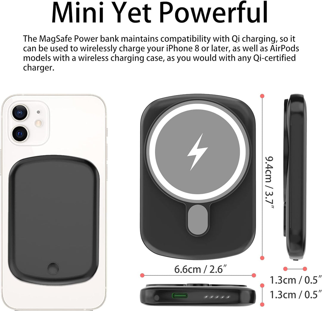 Ultra-Fast 5000mAh Mag-Safe Power Bank - 18W Quick Charge for iPhone 16/15/14/13/12 Pro/Pro Max/Mini - Type C Backup Power Solution