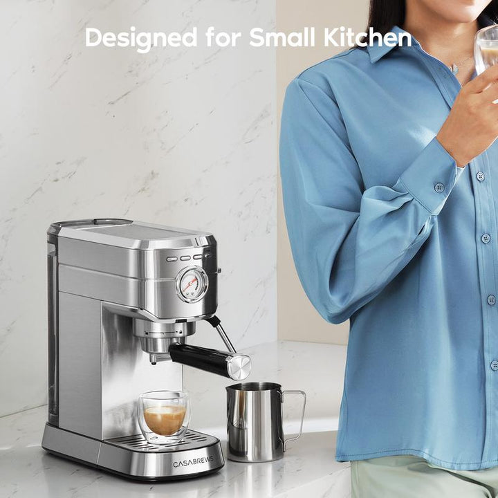 CASABREWS CM5418BC Espresso Machine - 20 Bar Pressure, Milk Frother & Compact Design for Perfect Coffee Extraction