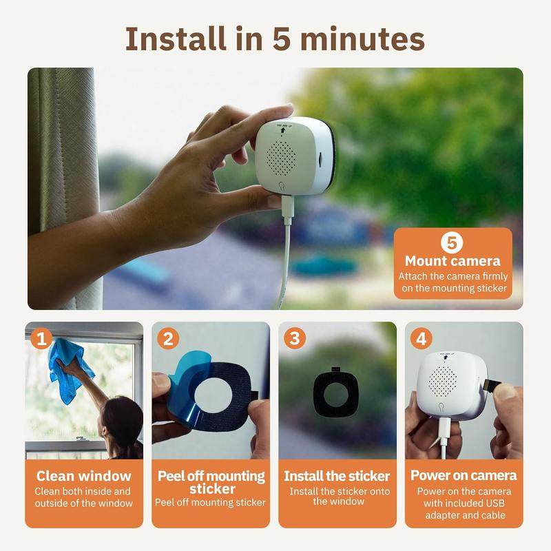 3MP 2K Indoor Security Camera with Night Vision, Motion Detection & 24/7 Recording - Easy Install, Dual Wifi Connectivity