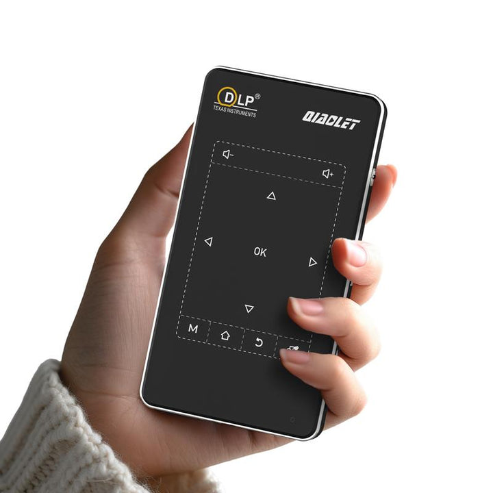 Ultra-Compact Mini Projector with 9.0 Android, 5G WiFi, Bluetooth, 3D & 4K Support, Rechargeable Battery, Mobile Connectivity, HDMI & USB, Automatic Keystone Correction, and Built-In Audio