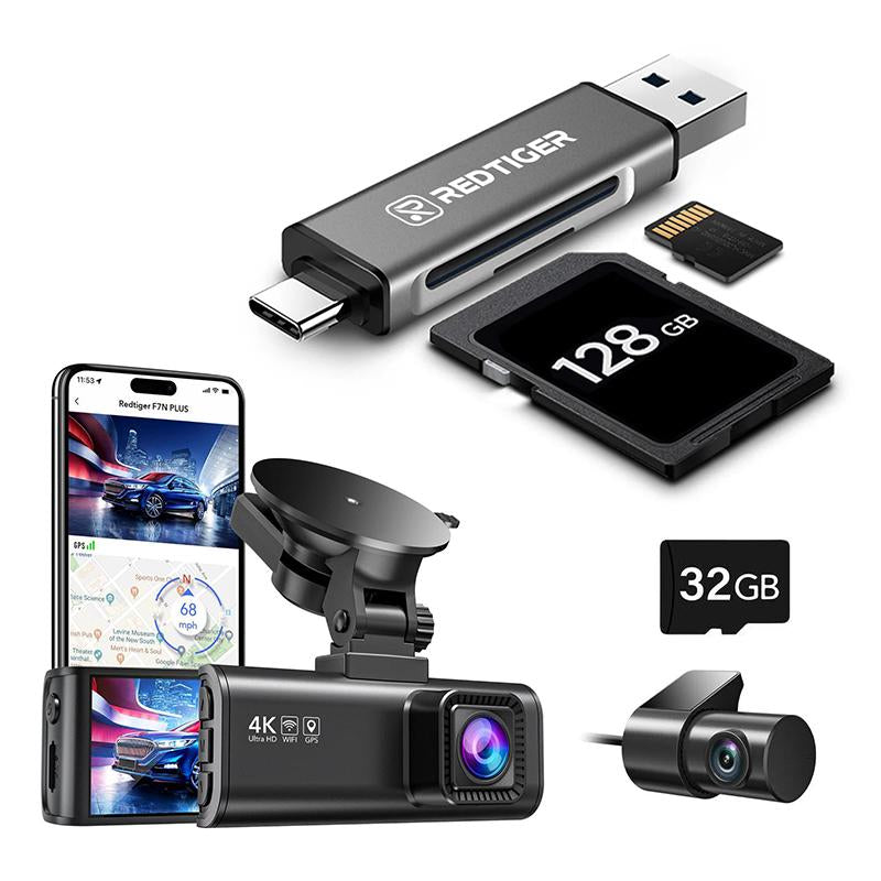 REDTIGER F7NP Dash Cam - 4K Front & 2.5K Rear, Wi-Fi & GPS, 3.16" IPS Screen, Night Vision, 170° Wide Angle, 24H Parking Mode