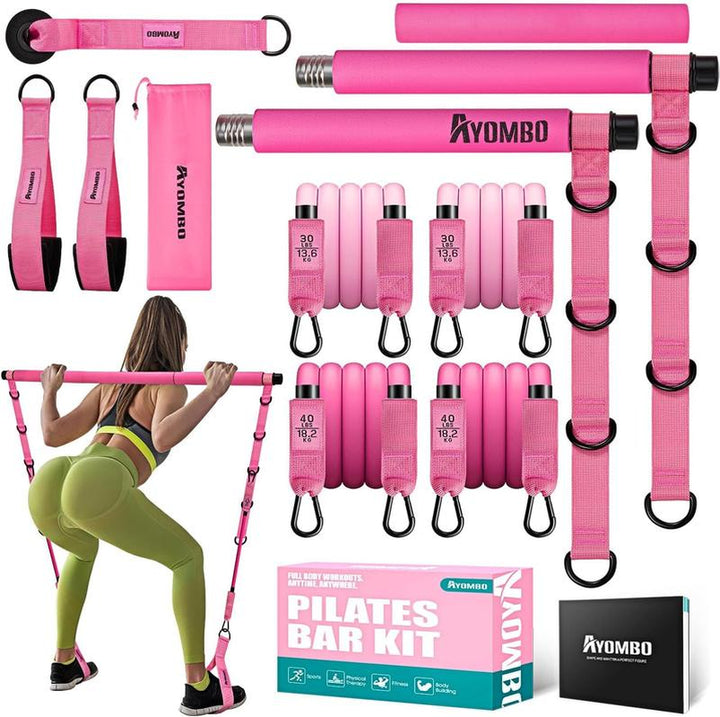 Versatile Pilates Bar Kit with Resistance Bands - Perfect Home Gym Equipment for Full-Body Workouts, Ideal Christmas Gift for Fitness Enthusiasts!