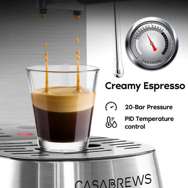 CASABREWS CM5418BC Espresso Machine - 20 Bar Pressure, Milk Frother & Compact Design for Perfect Coffee Extraction